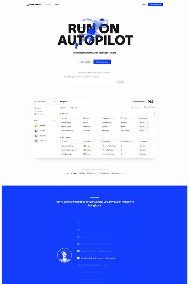 Headroom landing page