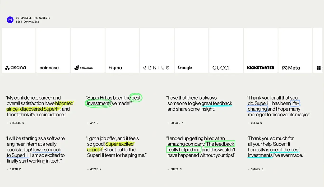 Example of #3 High converting testimonials section
