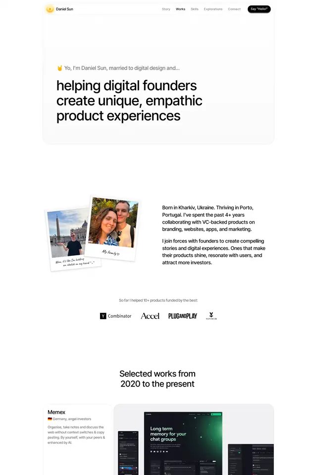 Daniel Sun landing page