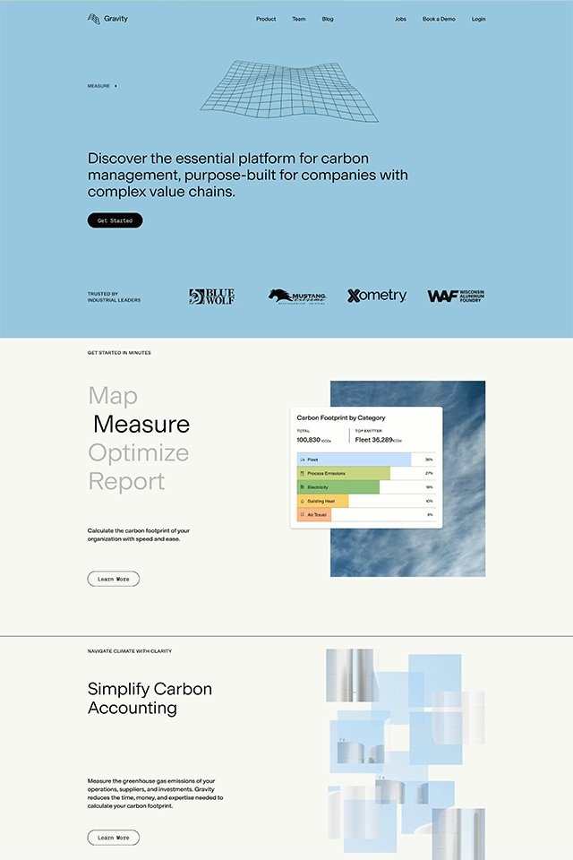 Gravity Climate landing page
