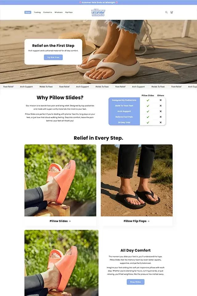 Pillow Slides landing page