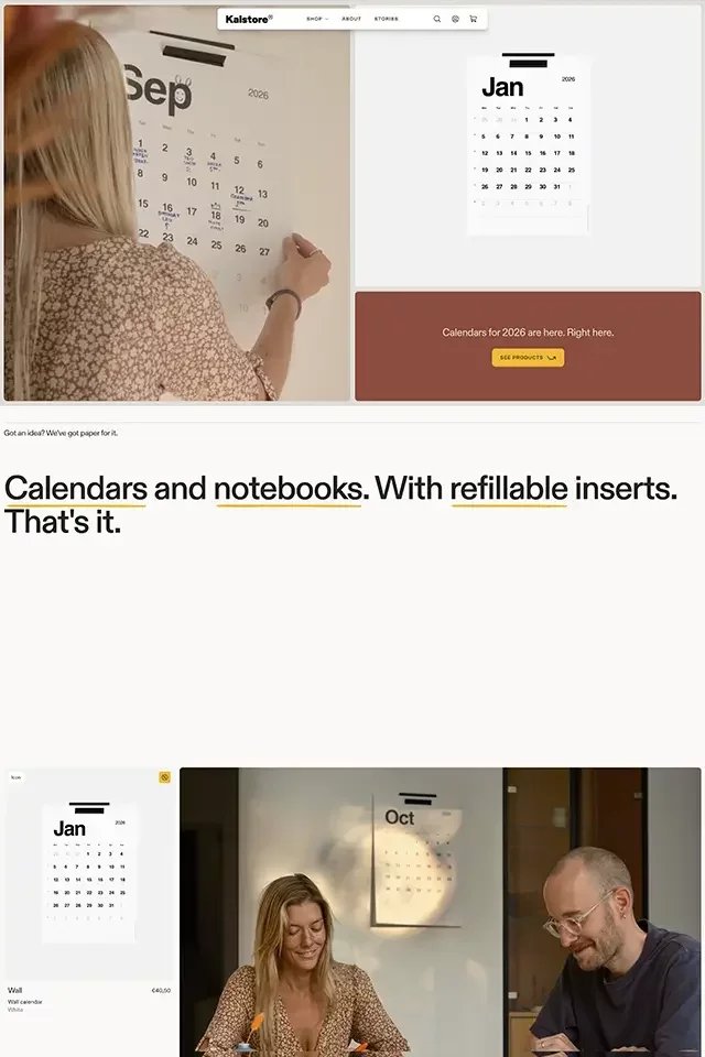 Kalstore landing page