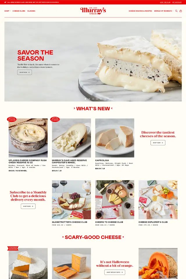 Murray's Cheese landing page