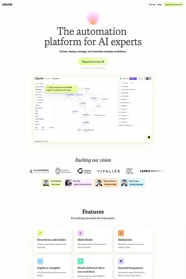Plumb landing page