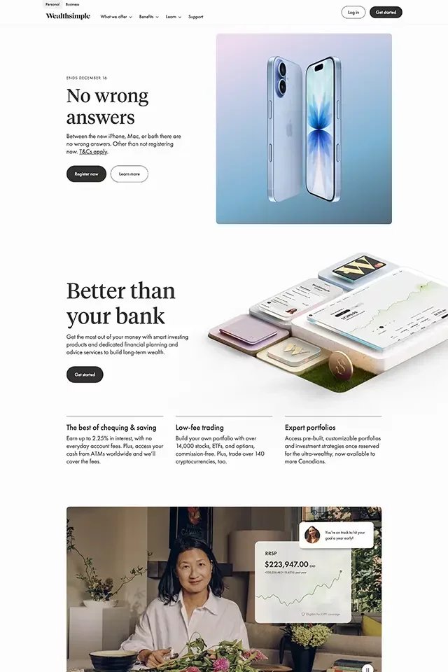 Wealthsimple landing page