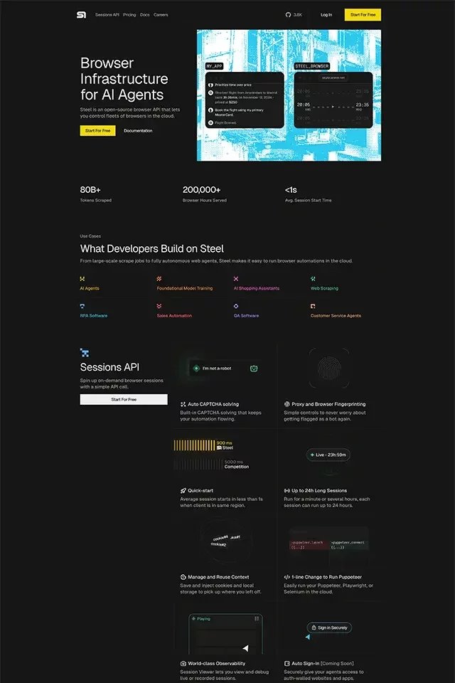 Steel landing page
