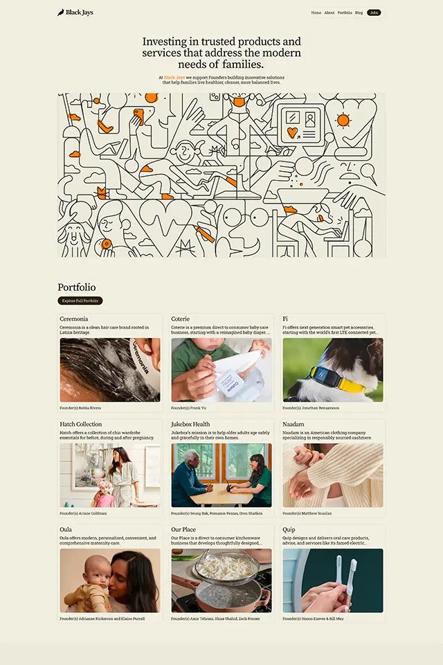 Black Jays landing page
