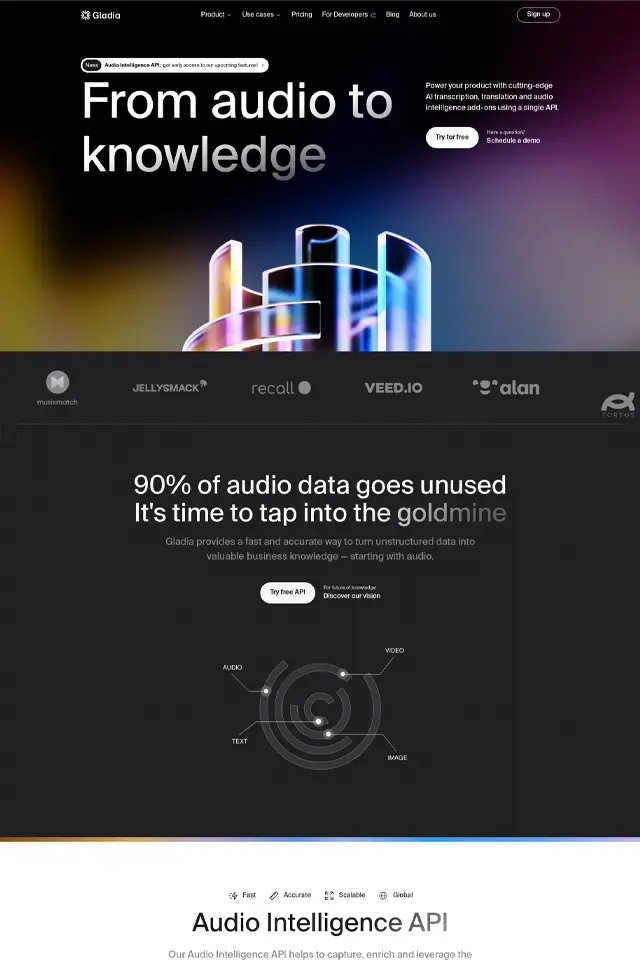 Gladia landing page