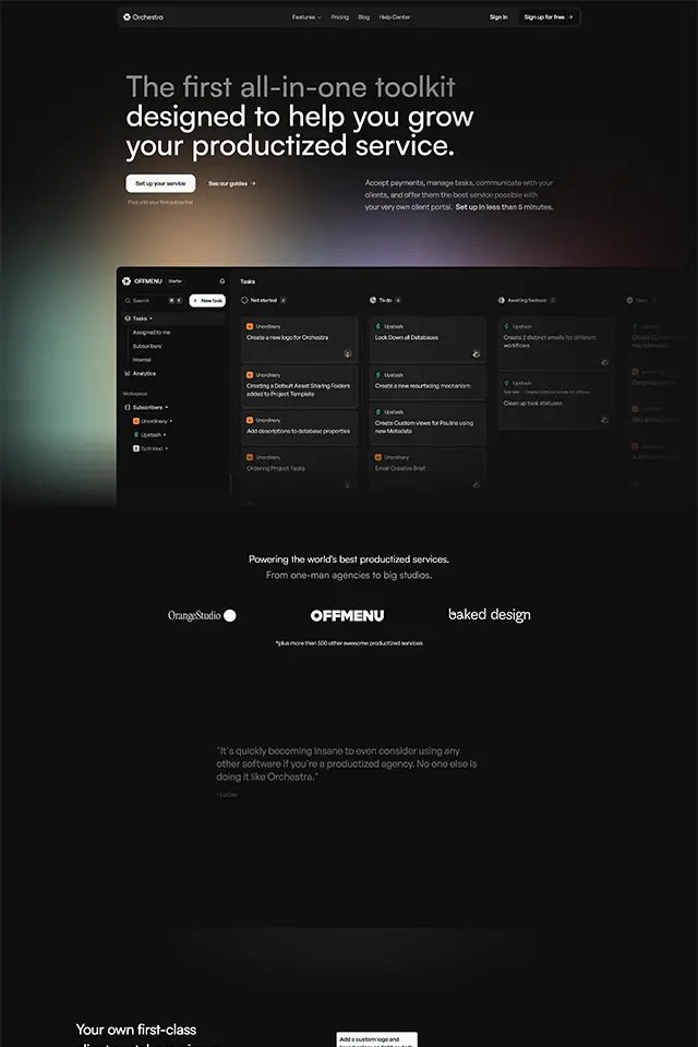 Orchestra landing page