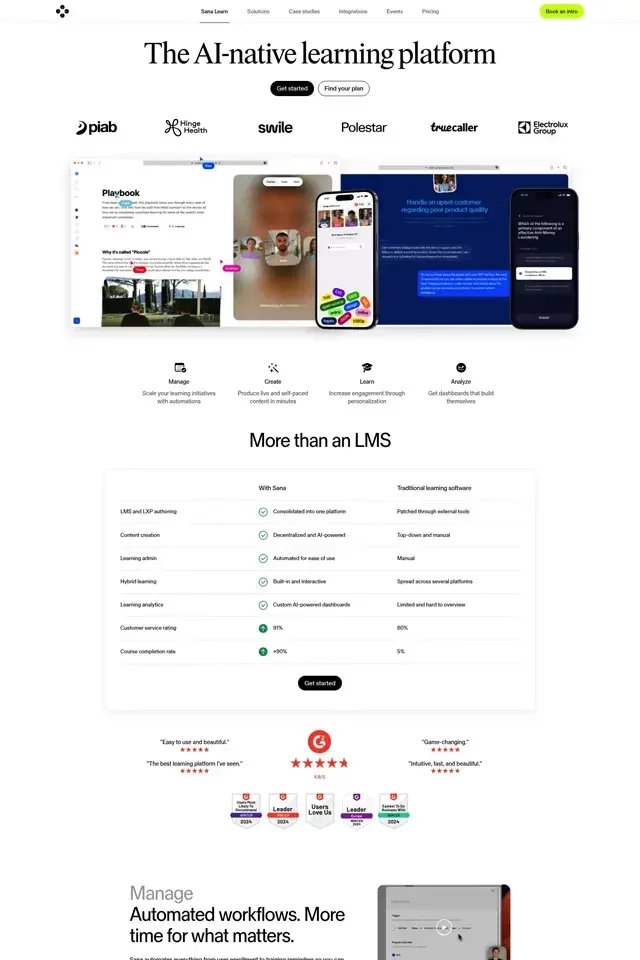 Sana Learn landing page