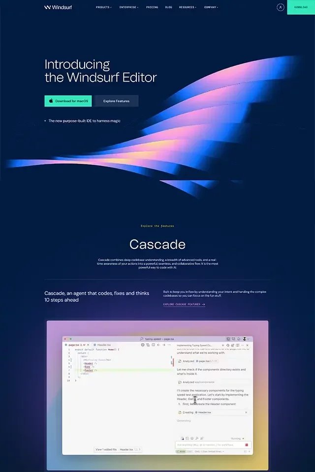 Windsurf landing page