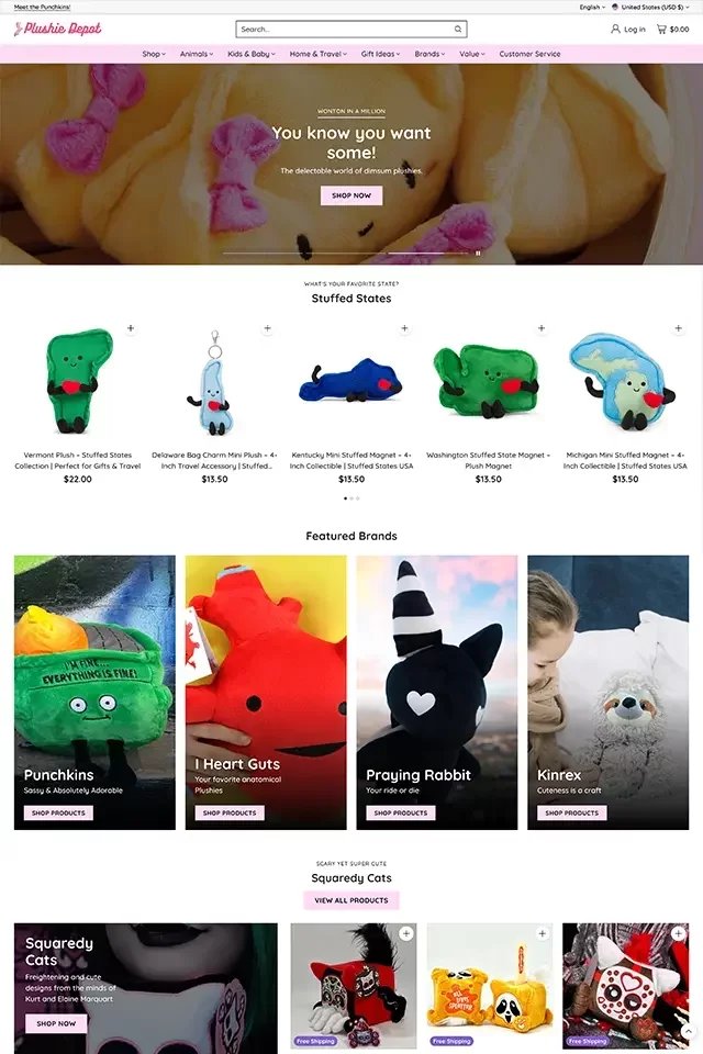 Plushie Depot landing page