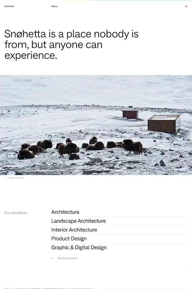 Snohetta landing page