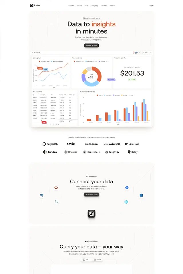 Index landing page