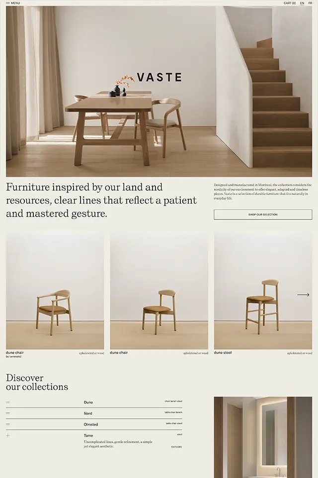 Atelier Vaste landing page