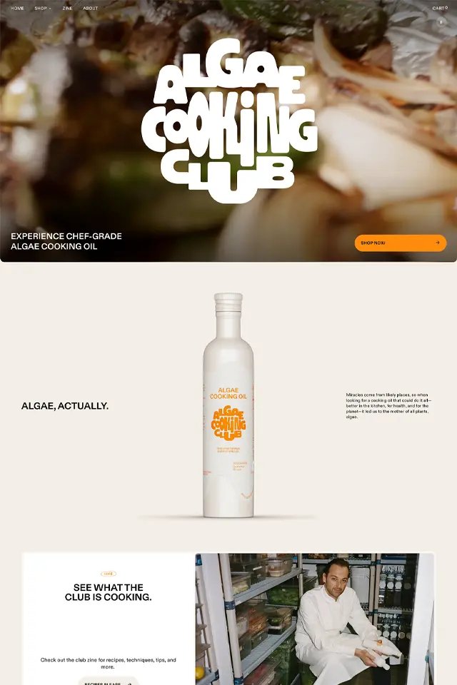 Algae Cooking Club landing page