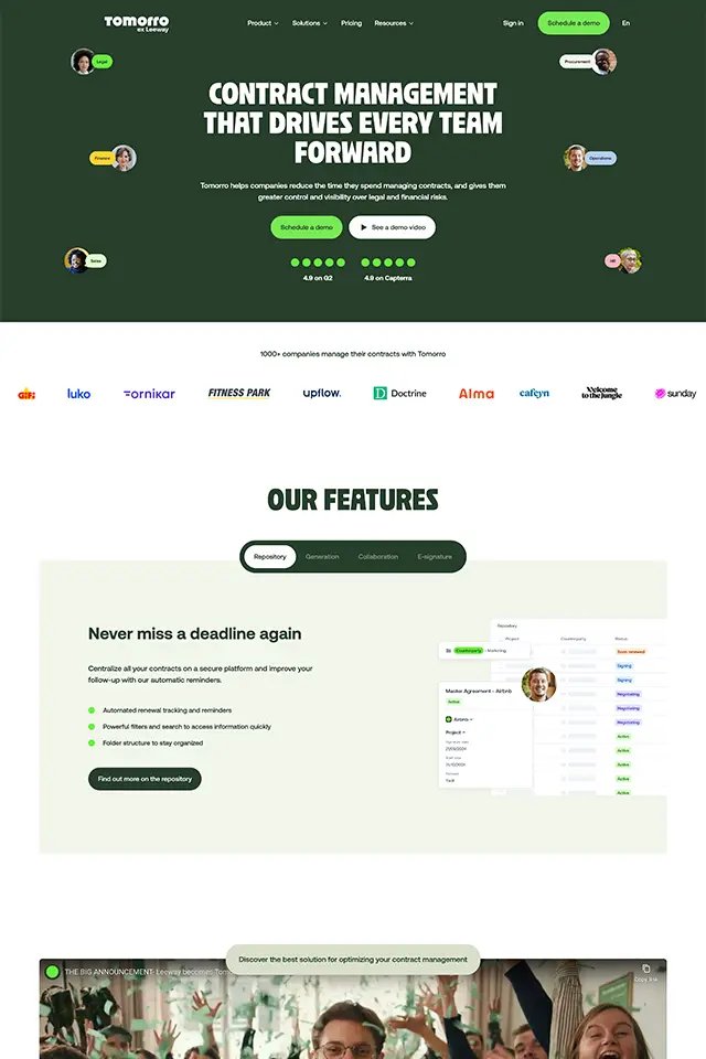 Tomorro landing page