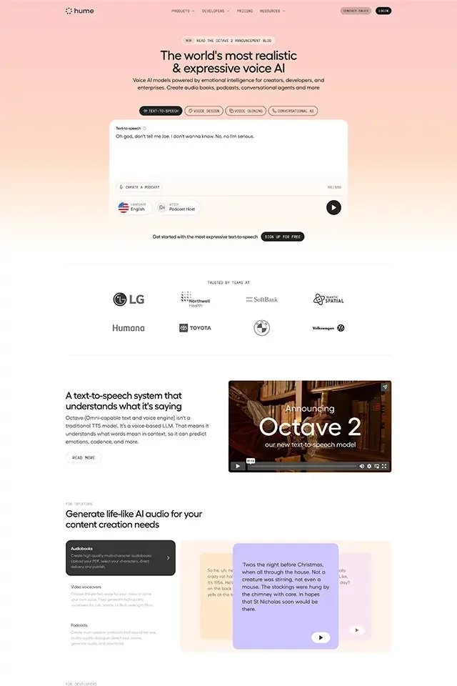 Hume AI landing page