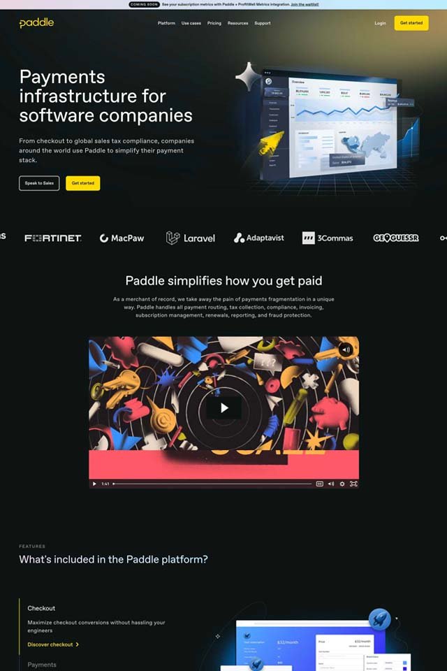 Paddle landing page