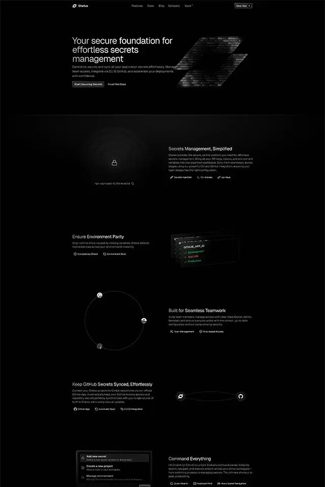 Shelve landing page
