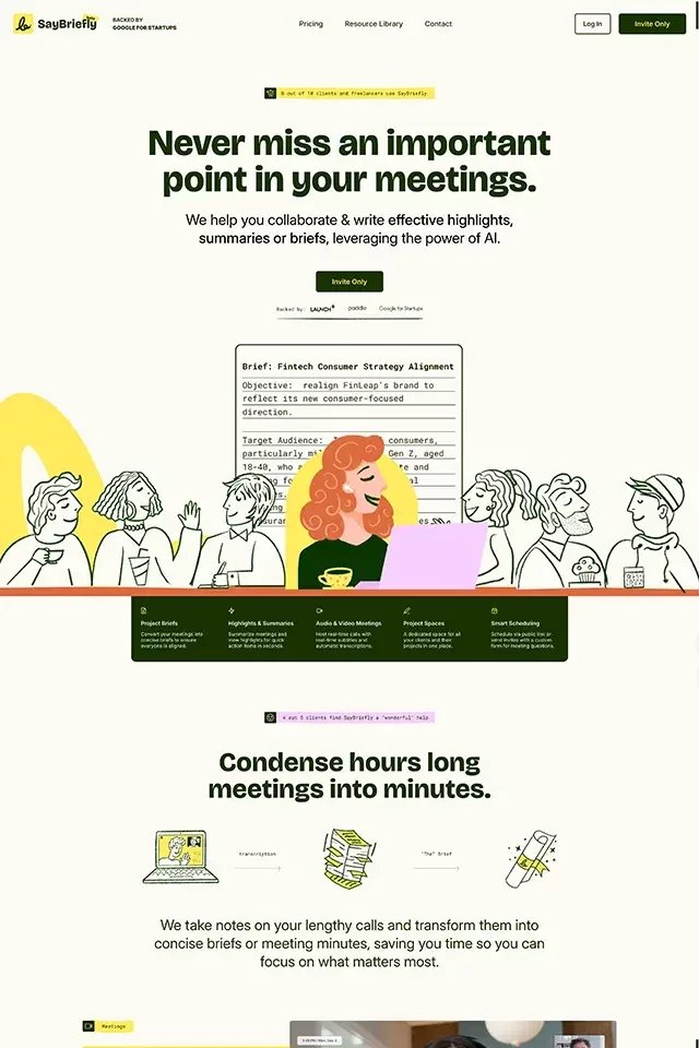 Say Briefly landing page