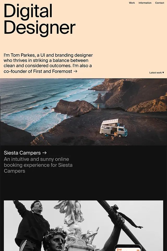 Tom Parkes landing page