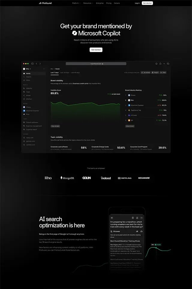 Profound landing page