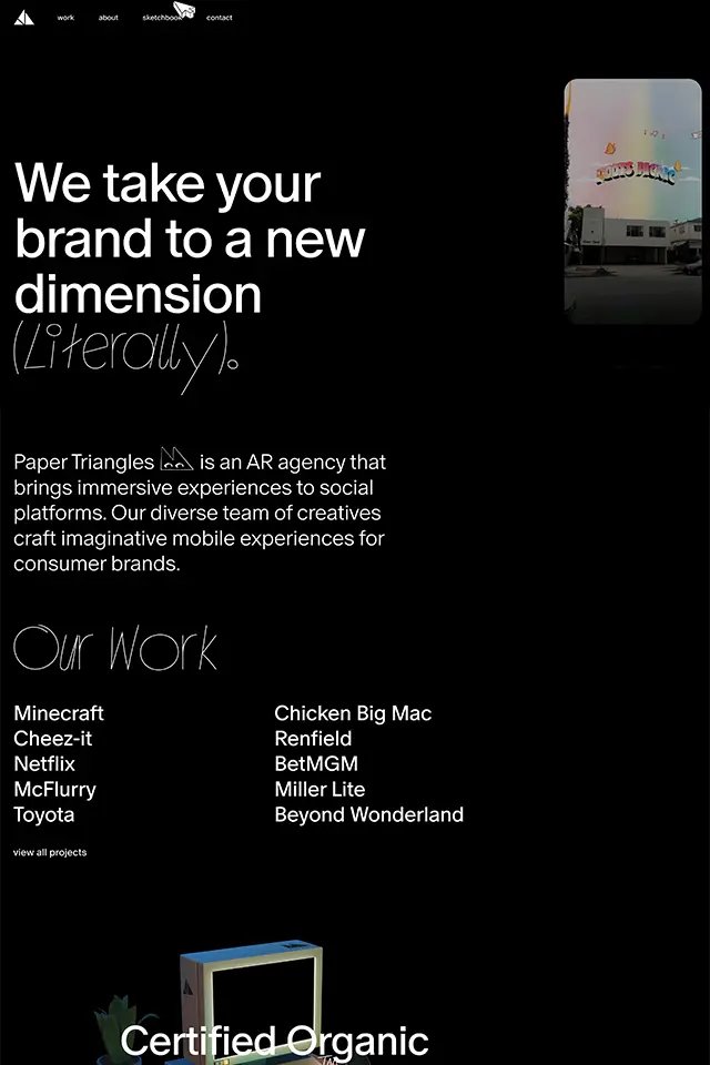 Paper Triangles landing page
