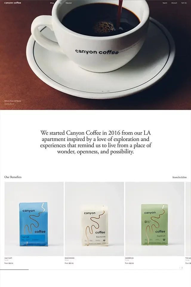 Canyon Coffee landing page