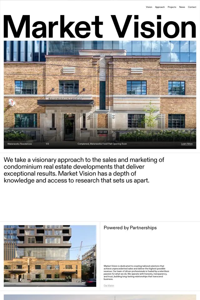 Market Vision landing page