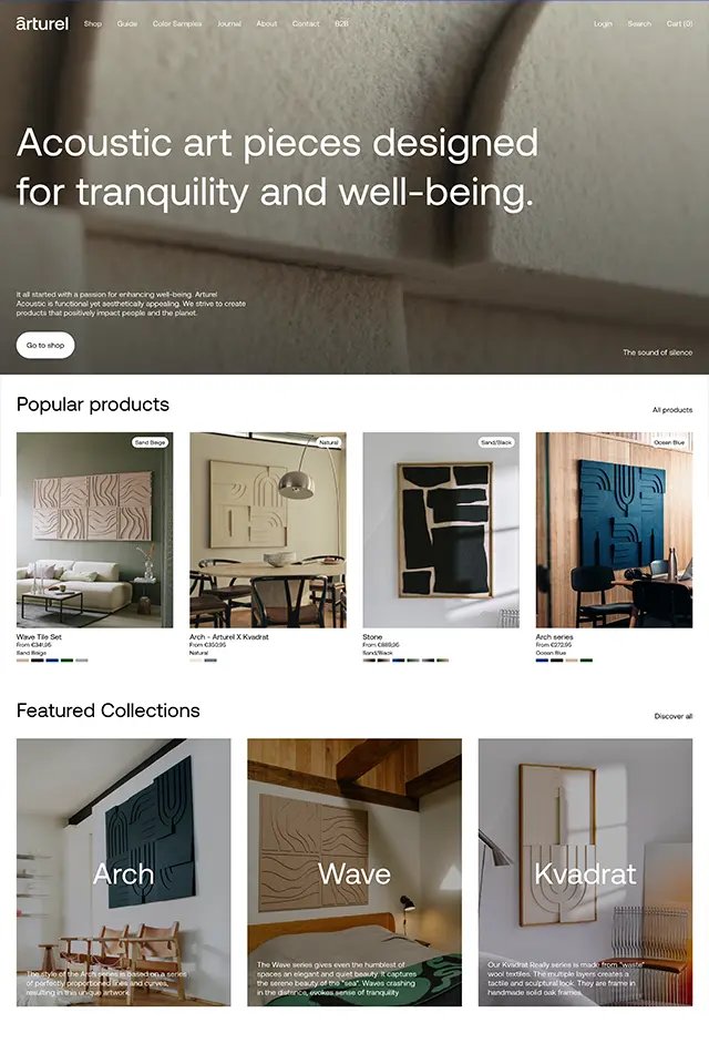 Arturel landing page
