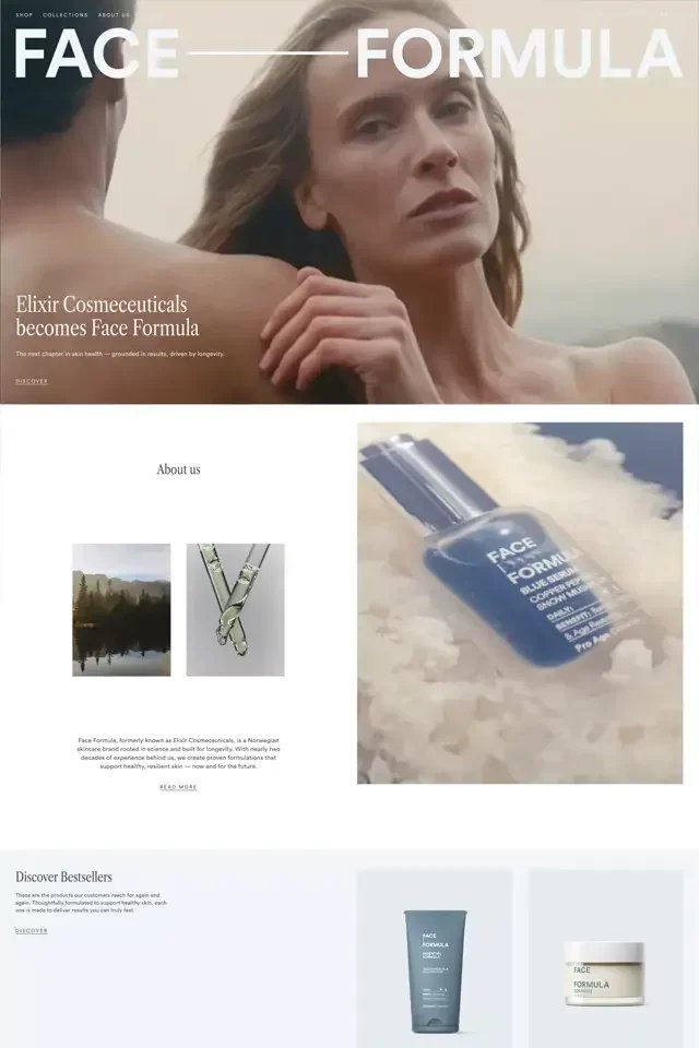 Face Formula landing page