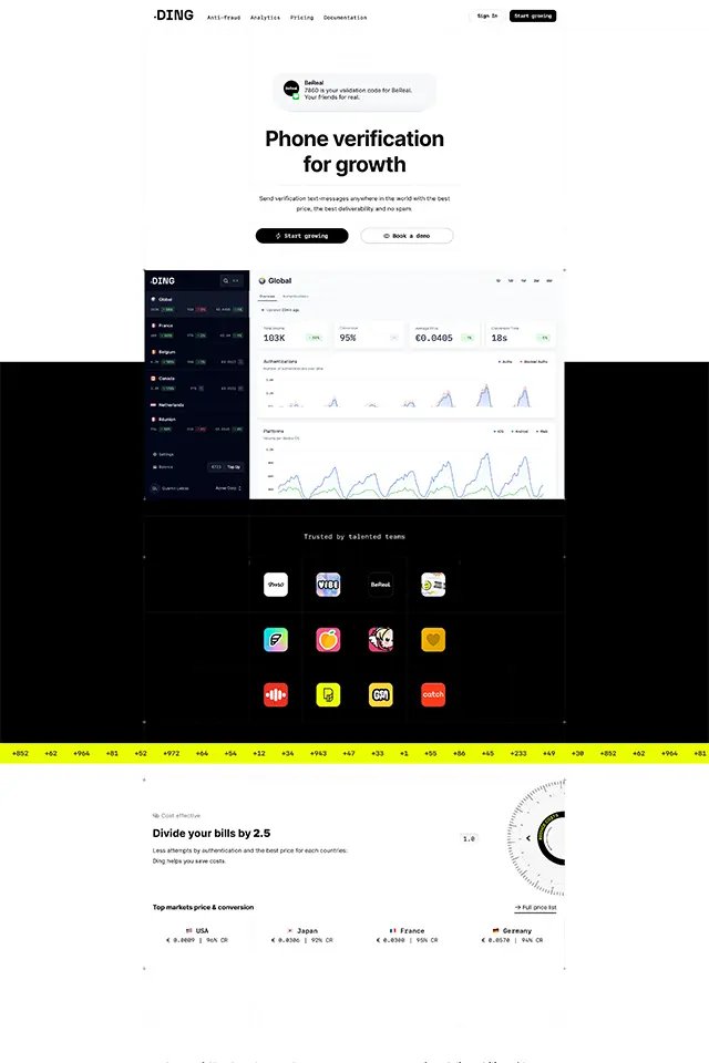 Ding landing page